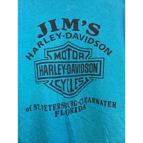 Harley Davidson Teal Graphic Short Sleeve T-Shirt Size 2XL - Picture 4 of 7